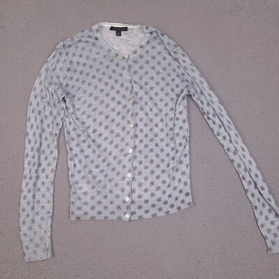 Cárdigan Ann Taylor Suéter Ligero Mujer Pequeño Azul Lino Rayón Abotonado Foto 1 de 4