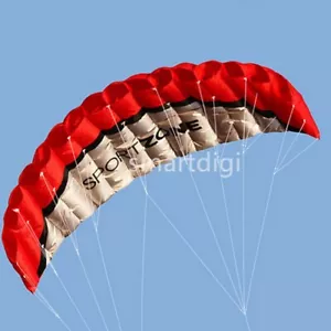 2.5m Dual Line Parafoil Parachute Stunt Sport Beach Kites Outdoor Toy Red - Picture 1 of 4