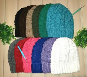 Handmade Cable Crochet Beanie Hat, 12 Colors-Green, Red, Black, Teal!!