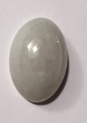 antique Japan Carved JADEITE / JADE 1 Light Translucent Green CABOCHON 25x18mm - Image 1 of 4