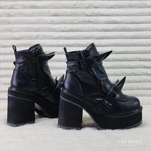 Botas al tobillo Demonia Assault negras con garra mate plataforma con púas góticas motociclista grunge - Imagen 1 de 10