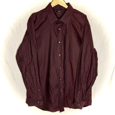 Apt 9 Mens XL Button Up Long Sleeve Purple/Plum Striped Dress Shirt - Image 1 of 4