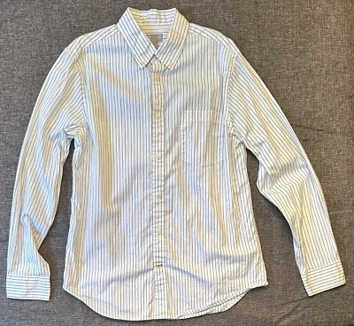 JCP 80'S 2-PLY Mens Dress Shirt Size Large L Blue Stripes Front Pocket JC Penney - Image 1 of 4