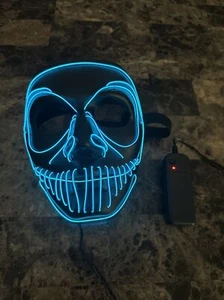 Light Up Halloween Full Face Mask Horror Scary Blue Blinking LED Mask - Picture 1 of 5