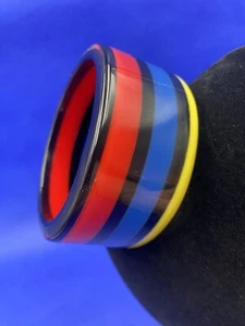 Vintage Wide Acrylic Bracelet Multicoloured - Picture 1 of 14