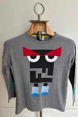 Fendi - Boy’s Designer Grey Printed Longsleeve T Shirt - Age 12 Years - Image 1 of 4