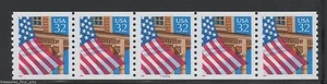 USA #2913 PL #66646 32¢ Flag Over Porch Stamp PNC5 Plate Number Coil stamp Strip - Picture 1 of 1