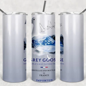 GREY GOOSE WODKA BECHER - Enthält einen 20 Unzen Metall Isolierbecher, Deckel & Strohhalm - Bild 1 von 3