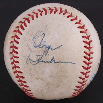 GEORGE STEINBRENNER DAVE WINFIELD WHITEY FORD JOE GARAGIOLA GAME USED AUTO BALL - Image 1 of 4