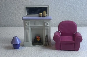 Fisher Price Loving Family Hearth Fireplace Armchair Recliner Purple Lamp - Picture 1 of 8