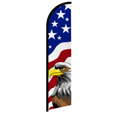 USA Patriotic Eagle Windless Advertising Swooper Flag Large USA Flag - Image 1 of 2