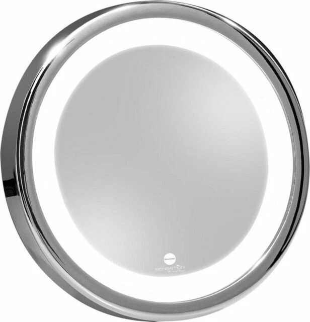 MACOM SOLAR Specchio da Trucco Ingrandente con Luce Led e Ventose - Argento