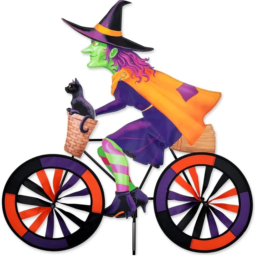 Spinner Bruja en una bicicleta de 30", estaca de patio giratoria, decoración de Premier Kites Foto 1 de 1