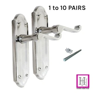 Chrome Victorian Ashworth Style Modern Door Handles Sets Latch Handles - Picture 1 of 26