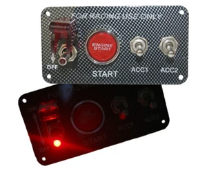 Carbon Fibre Ignition Engine Start Push Starter Button Panel Toggle Switch #3014 - Picture 1 of 1