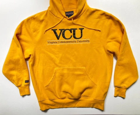 Vtg Virginia Commonwealth VCU Jansport Hoodie Sweatshirt Mens L Yellow Rams Cover
