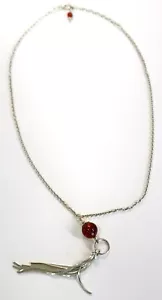 Collana rotonda in argento sterling 925 massiccio cognac ambra baltica bellissima 18 in - Foto 1 di 3