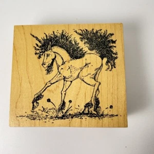 Hairy Unicorn~Fantasy~Prancing~Magic~Rubber Stamp~4" X 3.5"~Gotta Stamp - Picture 1 of 7