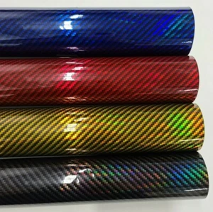 Glossy CARBON Fiber CF Fibre Holographic Laser Vinyl Car Wrap Sticker Film Roll - Picture 1 of 9