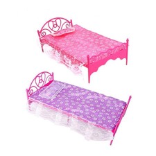 Miniatures Bedroom Furniture Single Bed for Barbie Dolls Dollhouse Plastic oz#22