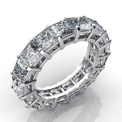 Anello in argento sterling 925 con diamanti creati in laboratorio da principe... - Immagine 1 di 4