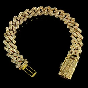 Juego de puntas de diamantes de laboratorio helado enchapado en oro 18K de 14 mm de eslabón cubano - Imagen 1 de 1