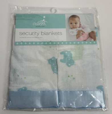 NUEVO CON ETIQUETAS Manta de Seguridad para Bebé Aden + Anais Hippo Blanca Muselina Verde y Azul Satinado Foto 1 de 4
