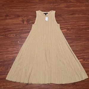 NWT Banana Republic Sleeveless Sweater Dress Sz M Tan Striped Workwear Dress A2 - Picture 1 of 8