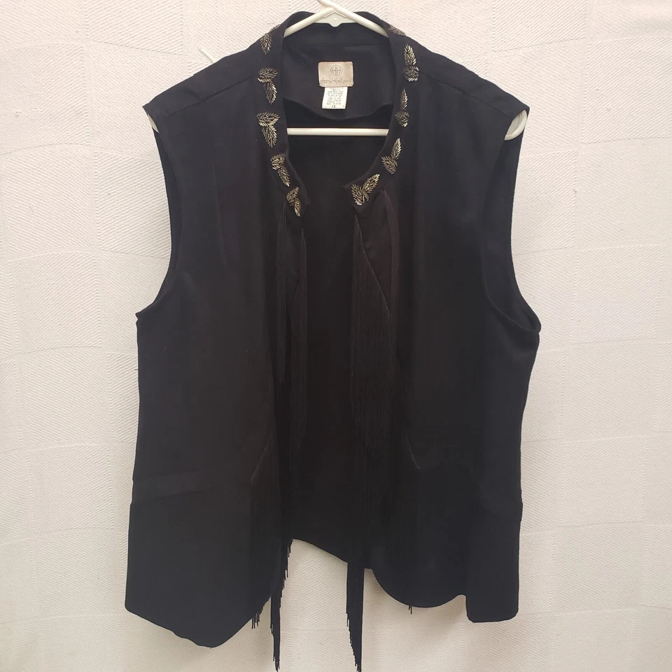 Hot in Hollywood 1x Chaleco Negro con Borlas Foto 1 de 4