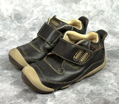 Stride Rite Zapatos Bebé 4 1/2 Ancho Marrón Cuero Mocasín Zapatilla Gancho y Lazo 0176 Foto 1 de 4