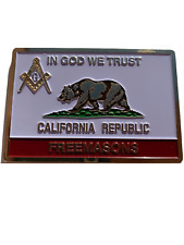 Maçonnique République de Californie franc-maçons plaque drapeau voiture camion emblème blanc doré