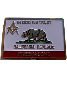 Freimaurer California Republic Freimaurer Flagge Platte Auto LKW Emblem gold weiß - Bild 1 von 1
