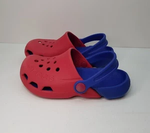 CROCS SIZE 10UK EU28 BOYS GIRLS RED & BLUE CLOGS SANDALS SLINGBACK MULES SLIDERS - Picture 1 of 24