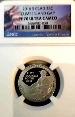 2016 S National Park Quarter PF- 70 Ultra Cameo CUMBERLAND GAP NGC Certified 011 - Image 1 of 2