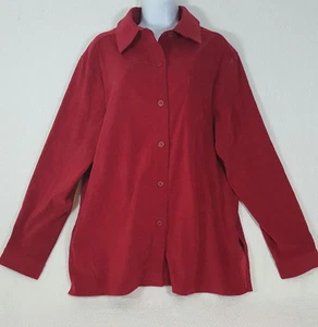Croft barrow Women's Button Front Red Blouse Size XL  - Picture 1 of 5