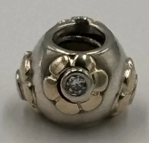 Pandora Sterling Silber & 14K Gold Erhöhte Blume mit klaren Zirkonia - 790207CZ - Bild 1 von 5