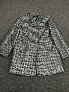 J. Crew Pea Coat Damen Large Metallic Silber Hahnentritt Zweireiher Tweed - Bild 1 von 7