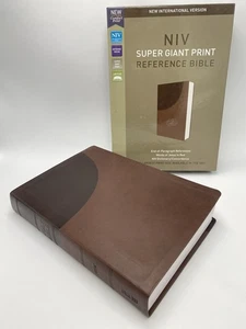 NIV, Super Giant Print Reference Bible, Leathersoft, Brown, Red Letter, Comfort - Picture 1 of 23