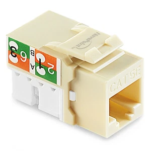NavePoint 90 Degree Cat5e Keystone Jack, RJ45 Ethernet, Type 110 Ivory, 25-Pack - Picture 1 of 4
