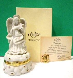 LENOX ANGEL OF HOPE TREASURE BOX with -- Gold Harp Charm -- NEW in BOX with COA - Picture 1 of 9