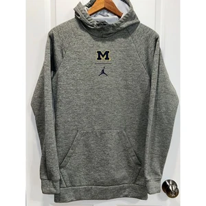 Jordan Michigan Hoodie Pullover NCAA Basketball Sweatshirt Heather Gray Small - Picture 1 of 6
