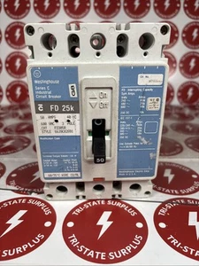 Westinghouse Industrial Circuit Breaker FD 35k FD3050L 3POLE 50A 600V 🔴 - Picture 1 of 7