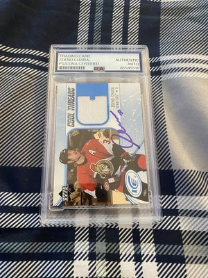 Zdeno Chara Autographed 2005 UD Jersey Card Ottawa Senators Bruins PSA/DNA - Image 1 of 4
