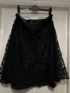 Stunning Whistles Black Flower Detail Lined Skirt. Size 16. Worn Once. - Picture 1 of 7