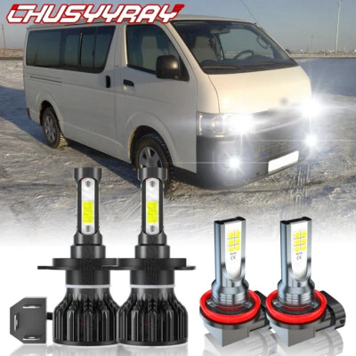 For Toyota Hiace 2006-2015 4x LED Headlights Fog Light Bulbs Kit White 6000K - Image 1 of 4
