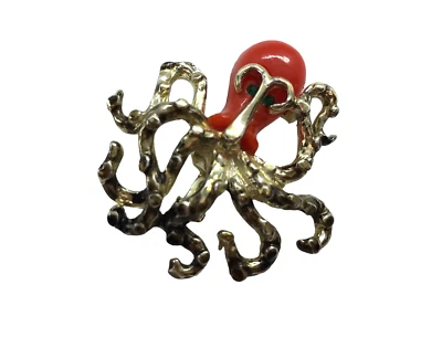 Broche de pulpo vintage cara de plástico verde estrás ojos prendedor playa núcleo de sirena Foto 1 de 4