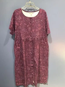 Größe 14/16, Med. Plus lila Knopf Kleid vor dem Haus Paisley Blumenmuster Träume & Co - Bild 1 von 3