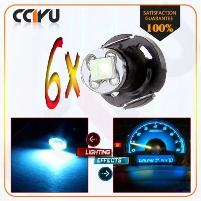 6pcs Ice Blue T4.2/T4 Neo Wedge LED Bulbs Cluster Instrument Dash Climate Lights - Image 1 of 4