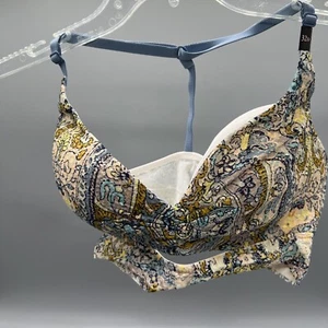 Victorias Secret Blue Yellow Paisley Bra Womens Sz 34C NWT - Picture 1 of 9