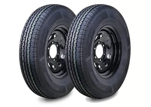 2 FC Trailer Tire Assembly ST205/90R15 10-Ply Black Mod Rim 6 Lug on 5.5" - Picture 1 of 4